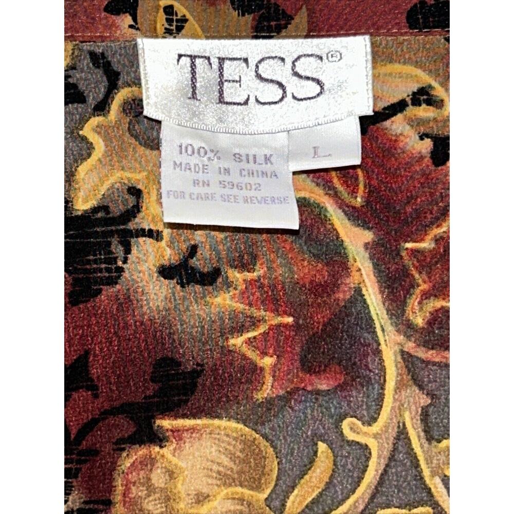 Vintage TESS 100% Silk Size Large Button Down Shirt Dark Fairy Whimsigoth Witchy - Picture 4 of 12